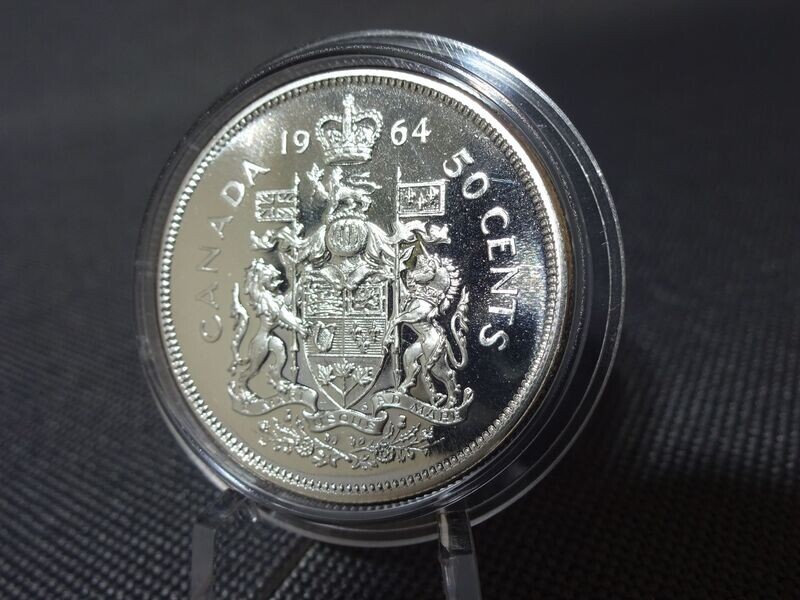 Silbermünze Kanada 1964 50 Cents Wappen Elizabeth II. Erhaltung
