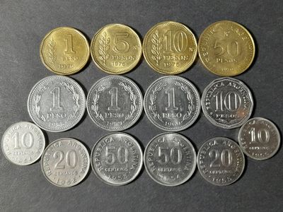 Münzen Set Argentinien 1952 - 1979 10 - 50 Centavos 1 - 50 Pesos