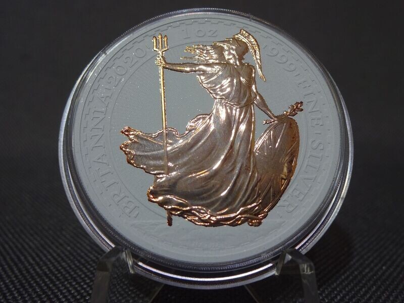 Silbermünze England Britannia 2020 2 Pounds White Cerafine Keramik Rosegold Gilded 1 Oz Unze