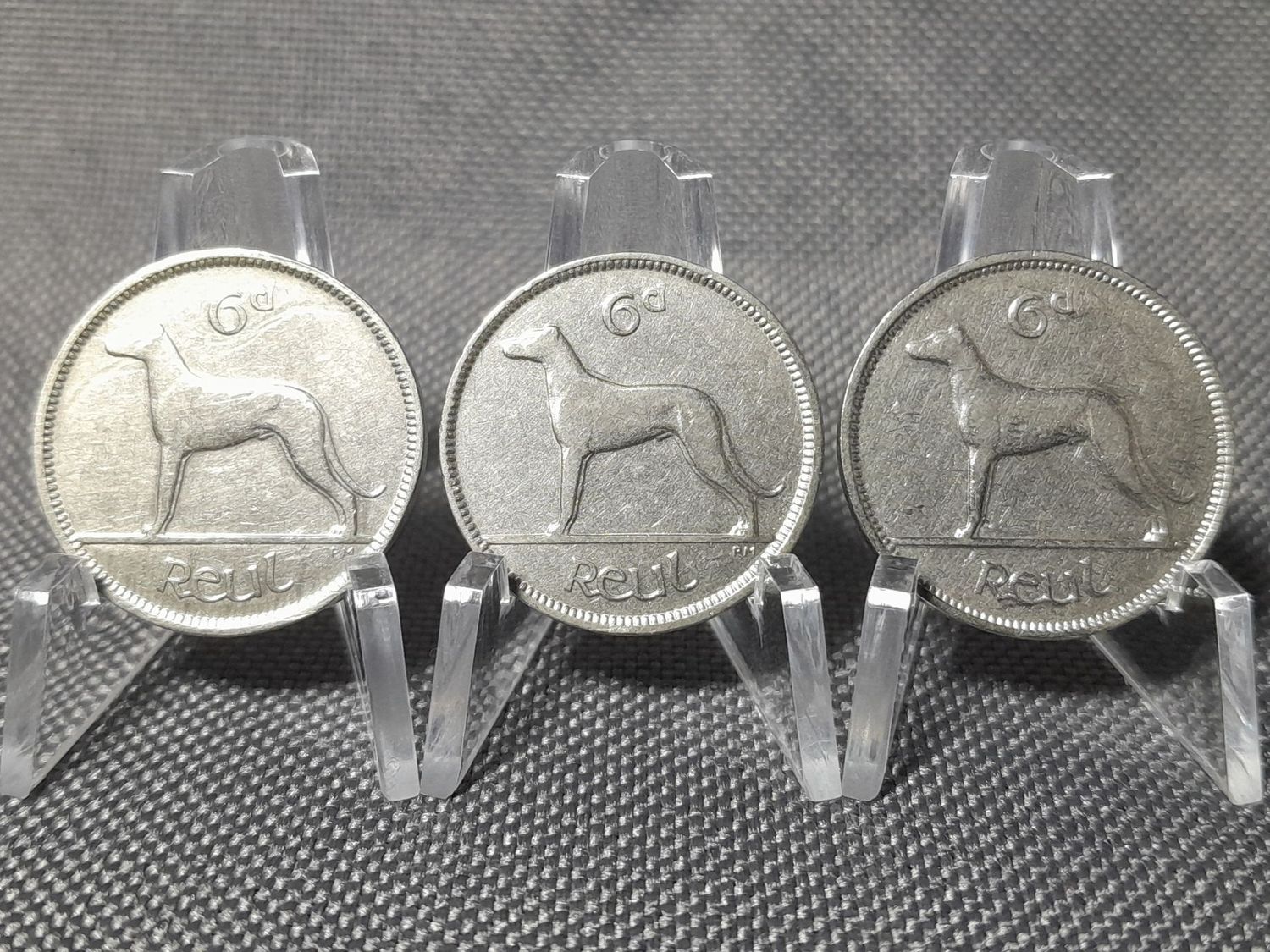 Münzen Set Irland 1928 1934 1940 6 Pence 1 Reul Hund