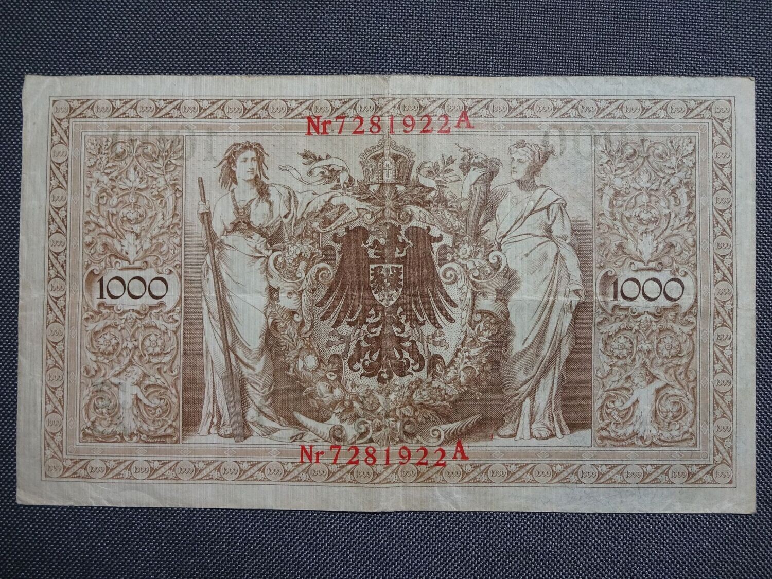 Banknote 1910 Deutsches Kaiserreich A 1000 Mark Reichsbanknote Geldschein Banknote 1910 Deutsches Kaiserreich A 1000 Mark Reichsbanknote Geldschein
