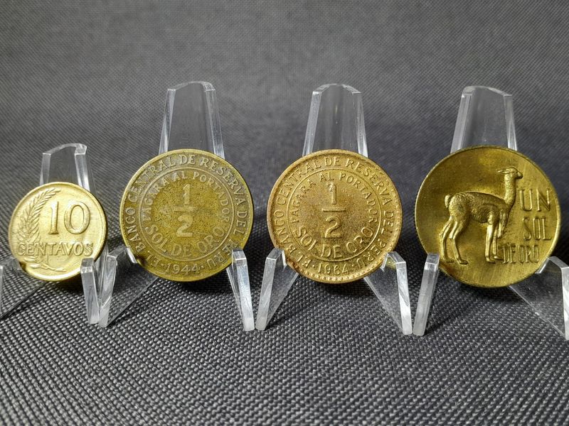 Münzen Set Peru 1944 1960 1964 1967 1/2 1 10 Centavos Sol de Oro