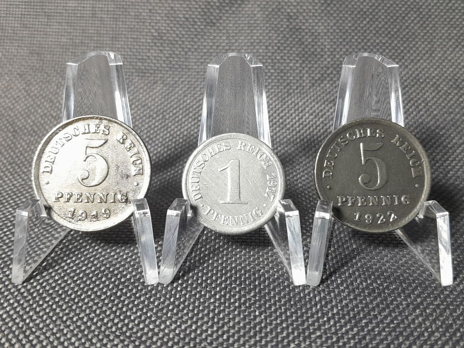 Münzen Set Deutsches Kaiserreich 1917 1919 1922 G 1 5 Pfennig Karlsruhe Erhaltung!