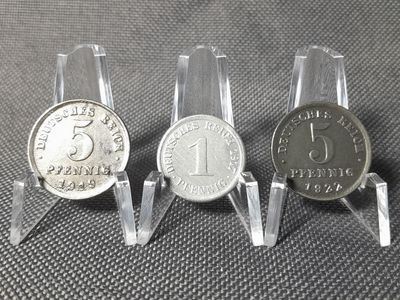 Münzen Set Deutsches Kaiserreich 1917 1919 1922 G 1 5 Pfennig Karlsruhe Erhaltung!