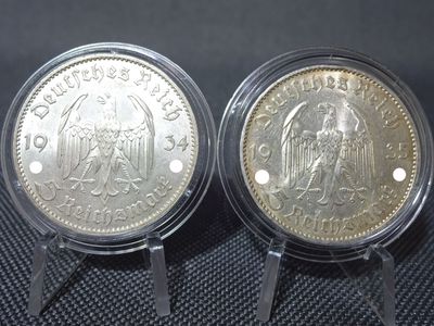 Silbermünzen Set Drittes Reich 1934 1935 F 5 Reichsmark Garnisonkirche Erhaltung