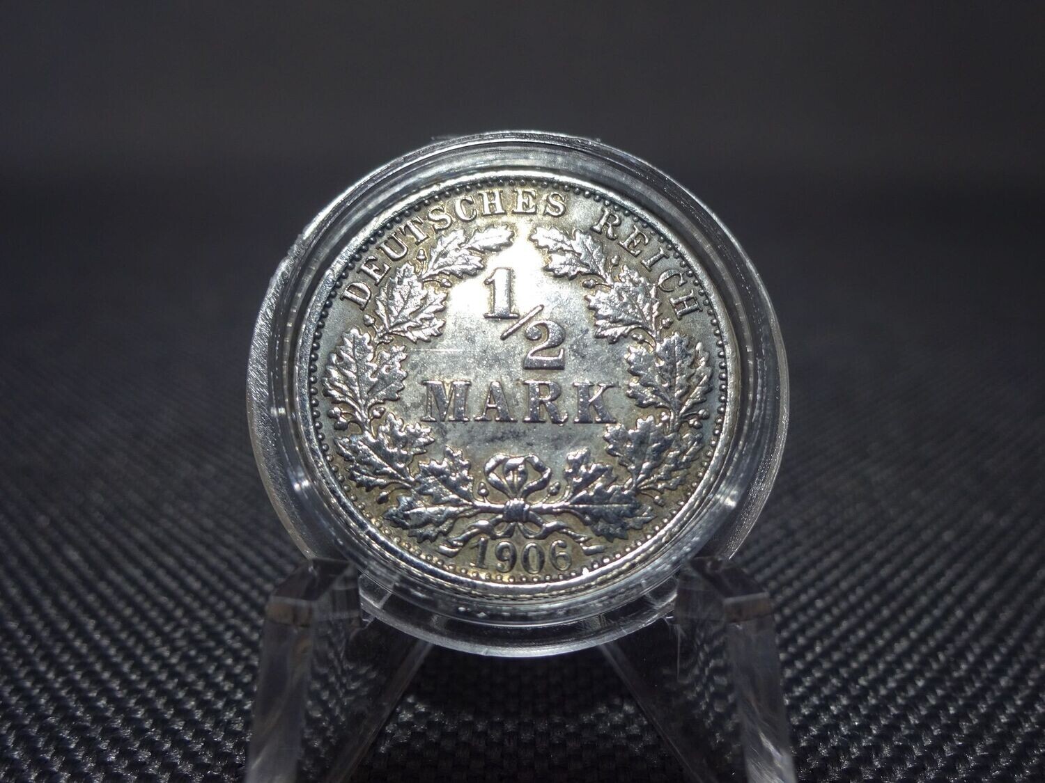 Silbermünze Deutsches Kaiserreich 1906 F 1/2 Mark Fehlprägung Patina