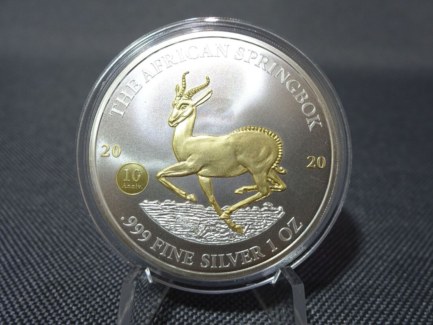 Silbermünze Gabun African Springbok 2020 1000 Francs Privy Mark Gilded 1 Oz Unze Silbermünze Gabun African Springbok 2020 1000 Francs Privy Mark Gilded 1 Oz Unze