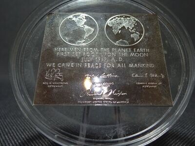 Silberplakette USA 1969 Apollo 11 Nasa Mondlandung Raumfahrt Astronaut Nixon Silberplakette USA 1969 Apollo 11 Nasa Mondlandung Raumfahrt Astronaut Nixon