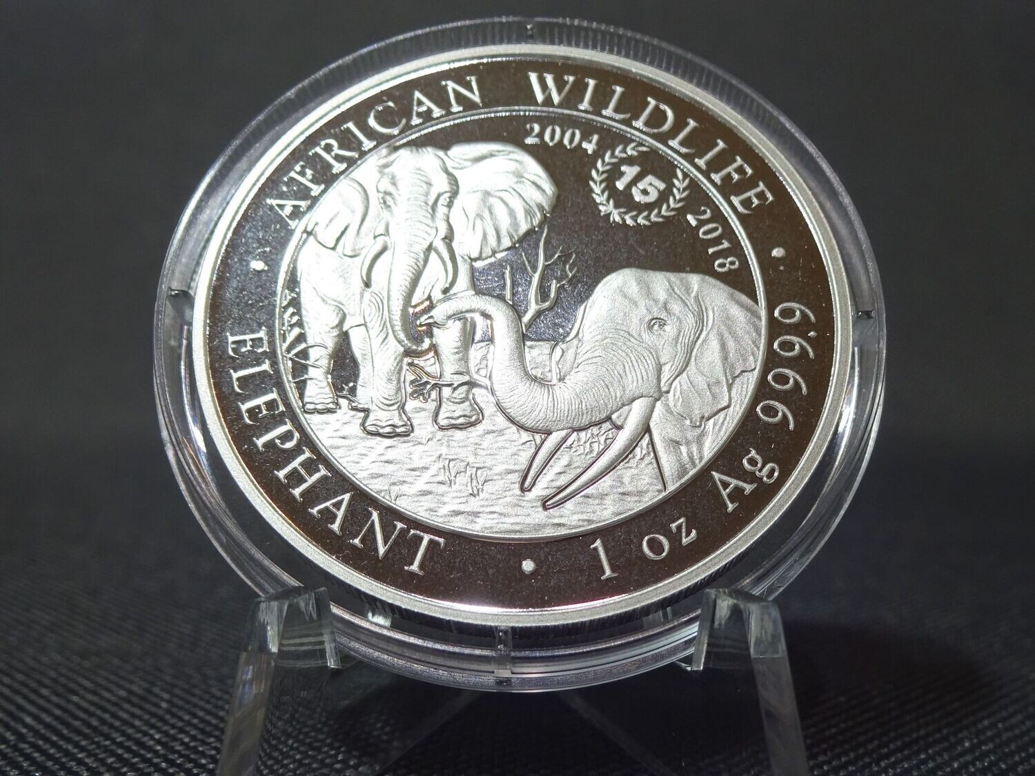 Silbermünze Somalia Elefant 2018 100 Shillings African Wildlife Jubiläum Matt 1 Oz Unze