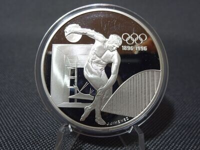 Silbermünze Frankreich 1994 100 Francs Olympia 1996 Diskuswurf Proof 1 Oz Unze