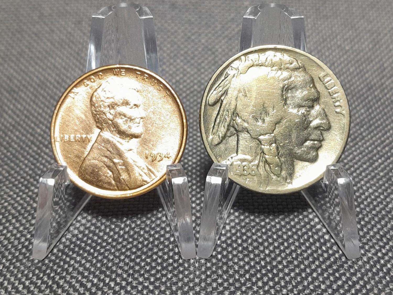 Münzen Set USA 1934 1936 1 5 Cents Buffalo Lincoln Indianer Nickel Erhaltung