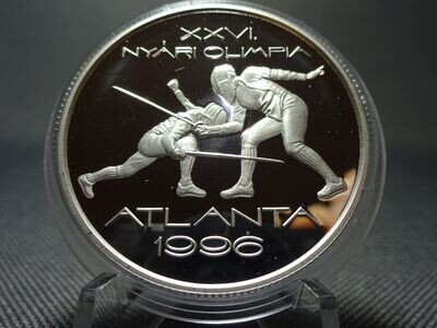 Silbermünze Ungarn 1995 1000 Forint Olympia 1996 Atlanta Fechten PP Proof