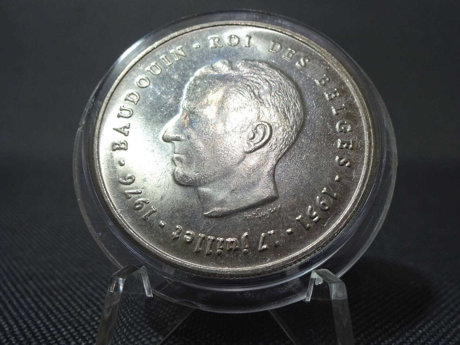 Silbermünze Belgien 1976 250 Francs Jubiläum König Baudouin