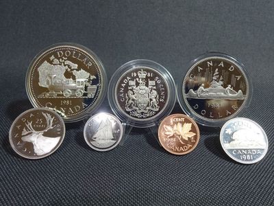 Kursmünzensatz KMS Set Kanada 1981 1 Cent - 1 Dollar Silbermünze Eisenbahn PP Proof