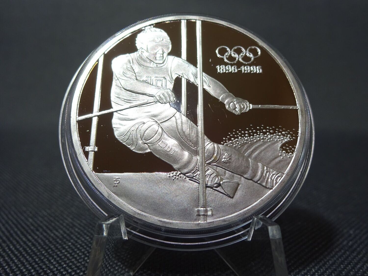 Silbermünze Österreich 1995 200 Schilling Olympia Skifahrer Proof 1 Oz Unze