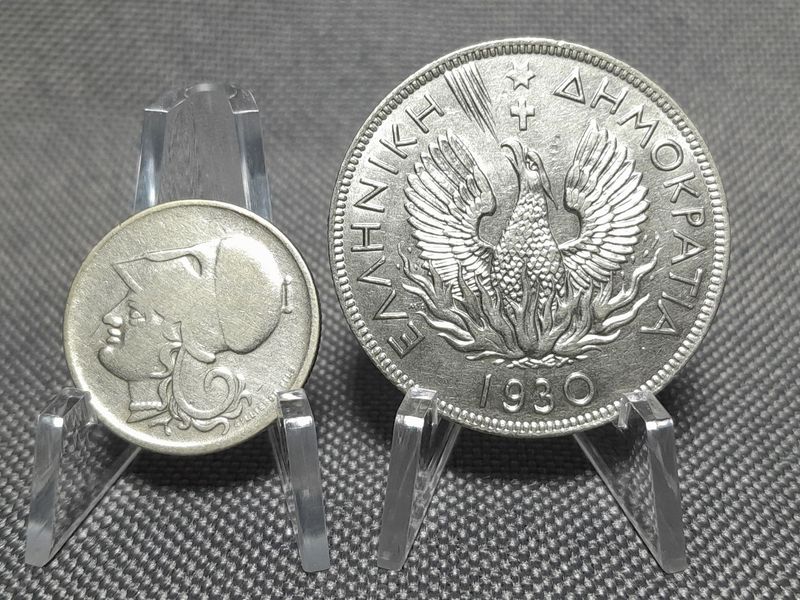 Münzen Set Griechenland 1926 1930 50 Lepta 5 Drachmen Münzen Set Griechenland 1926 1930 50 Lepta 5 Drachmen