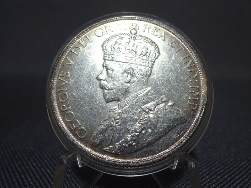 Silbermünze Kanada 1936 1 Dollar Kanu Indianer King George V.