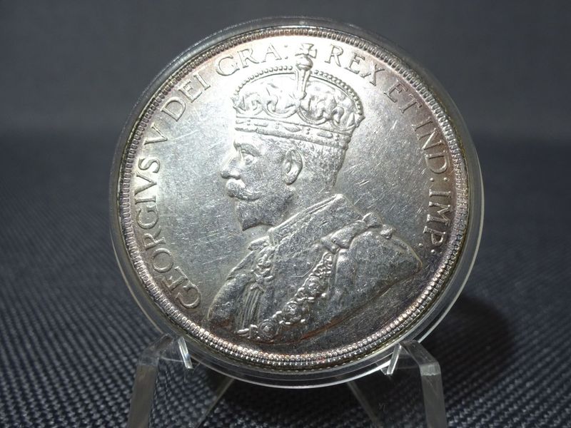 Silbermünze Kanada 1936 1 Dollar Kanu Indianer King George V.