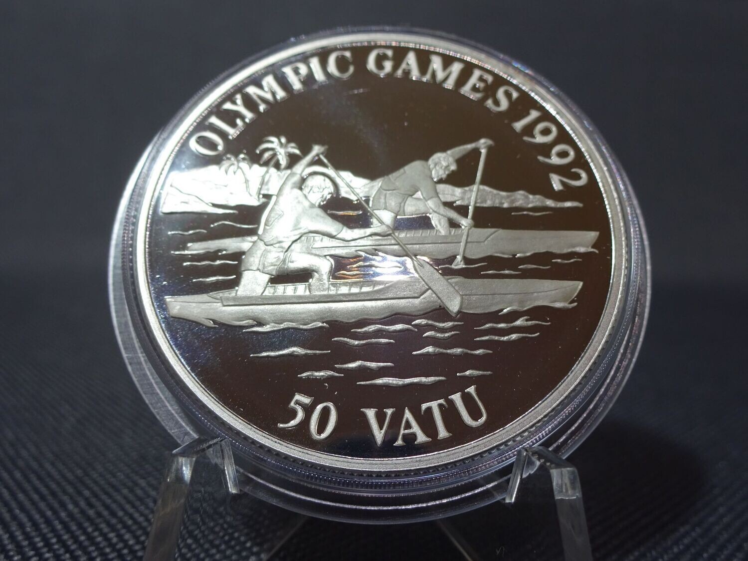 Silbermünze Vanuatu 1992 50 Vatu Olympia Kanu Barcelona PP Proof Silbermünze Vanuatu 1992 50 Vatu Olympia Kanu Barcelona PP Proof