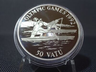 Silbermünze Vanuatu 1992 50 Vatu Olympia Kanu Barcelona PP Proof