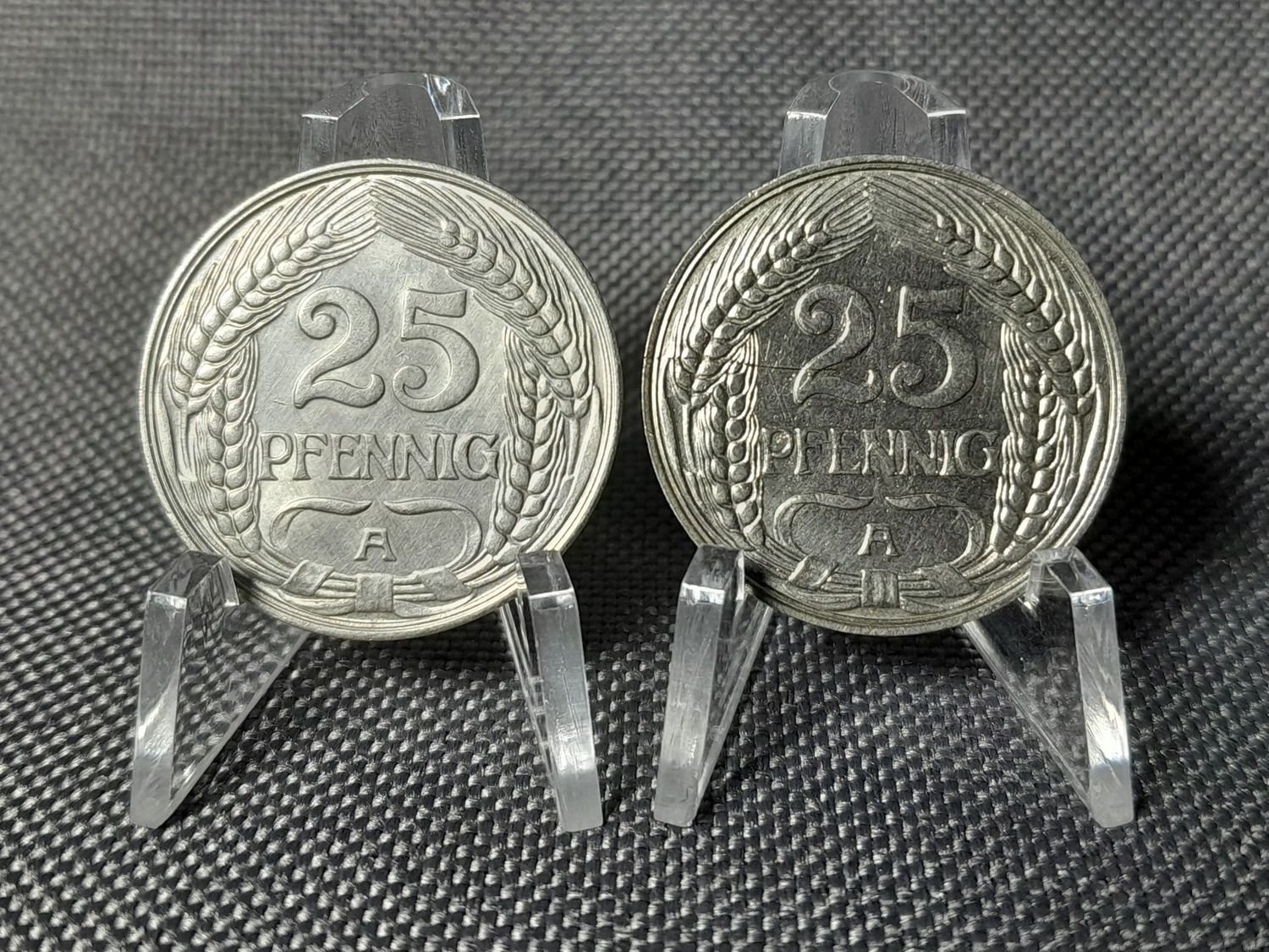 Münzen Set Deutsches Kaiserreich 1909 1910 A 25 Pfennig Berlin