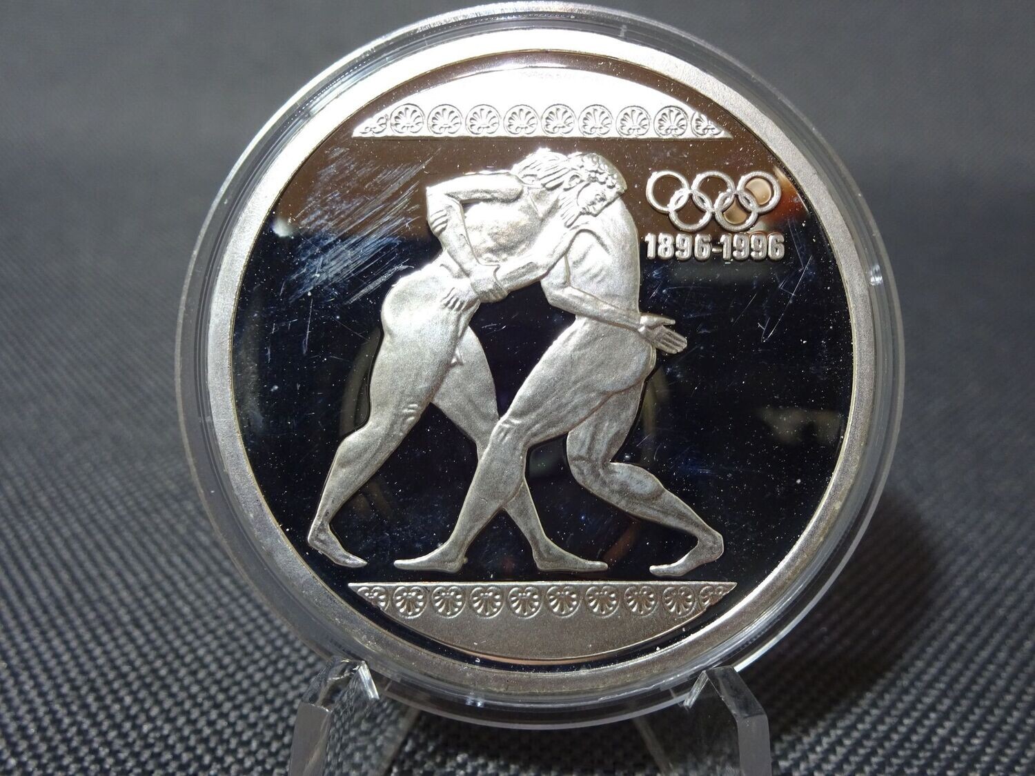 Silbermünze Griechenland 1996 1000 Drachmen Ringen Olympia PP Proof 1 Oz Unze Silbermünze Griechenland 1996 1000 Drachmen Ringen Olympia PP Proof 1 Oz Unze