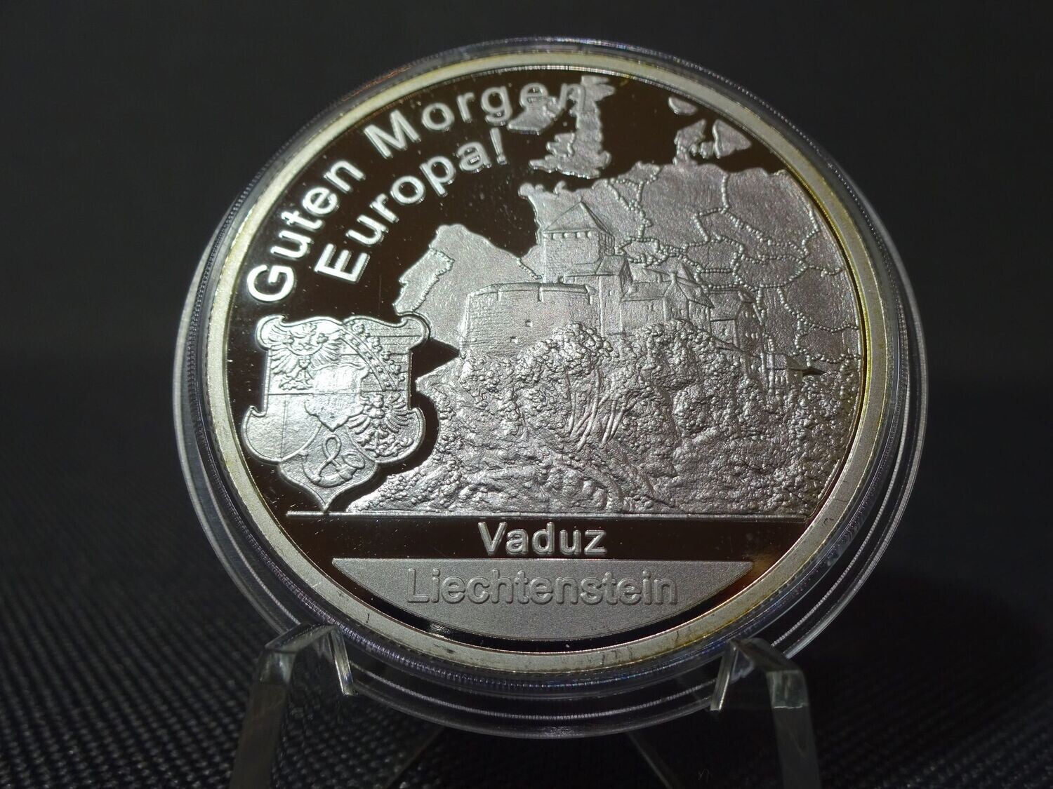 Silbermedaille Hallo Europa Liechtenstein Vaduz Guten Morgen PP Proof 1 Oz Unze Silbermedaille Hallo Europa Liechtenstein Vaduz Guten Morgen PP Proof 1 Oz Unze