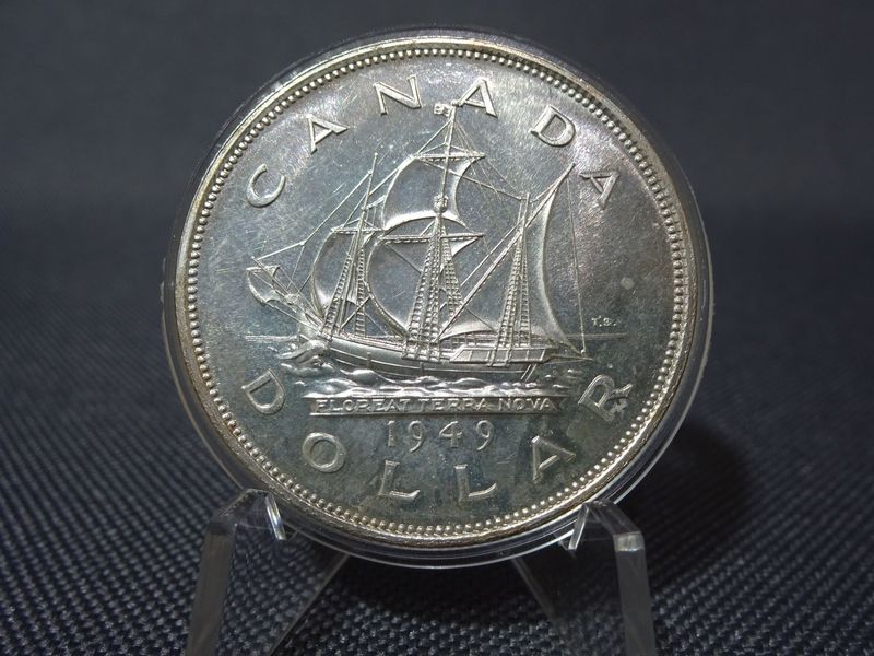 Silbermünze Kanada 1949 1 Dollar Beitritt Neufundland King George VI.