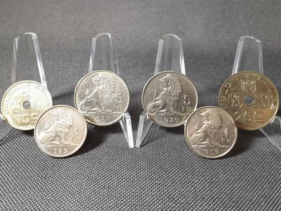 Münzen Set Belgien 1938 1939 10 25 Cent 1 5 Francs