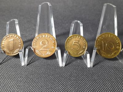 Münzen Set 1937 1938 1939 Drittes Reich A D F G 1 2 5 10 Reichspfennig Erhaltung!