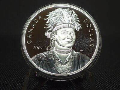 Silbermünze Kanada 2007 1 Dollar Indianer Thayendanegea Ureinwohner PP Proof Silbermünze Kanada 2007 1 Dollar Indianer Thayendanegea Ureinwohner PP Proof