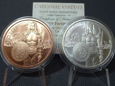 Silbermedaille Set USA 2019 Fortitude Warrior Girl Cardinal Virtues Silver Shield 1 Oz Unze