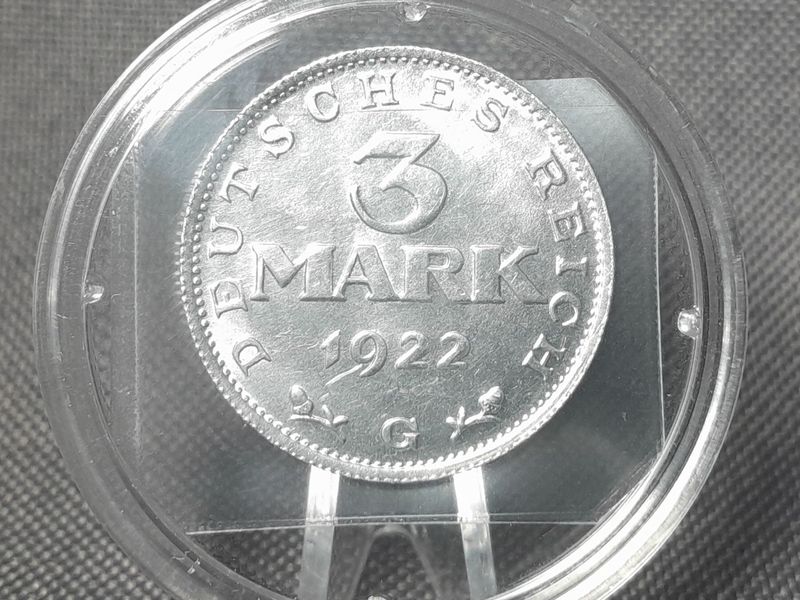 Münze Weimarer Republik 1922 G 3 Mark Karlsruhe Fehlprägung Erhaltung