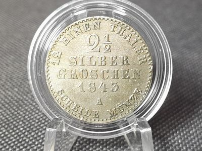 Silbermünze 1843 Preussen Altdeutschland 2 1/2 Silbergroschen Friedrich Wilhelm IV. Silbermünze 1843 Preussen Altdeutschland 2 1/2 Silbergroschen Friedrich Wilhelm IV.