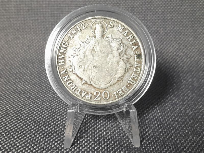 Silbermünze Ungarn 1842 20 Kreuzer König Ferdinand I. Patrona Maria Mater