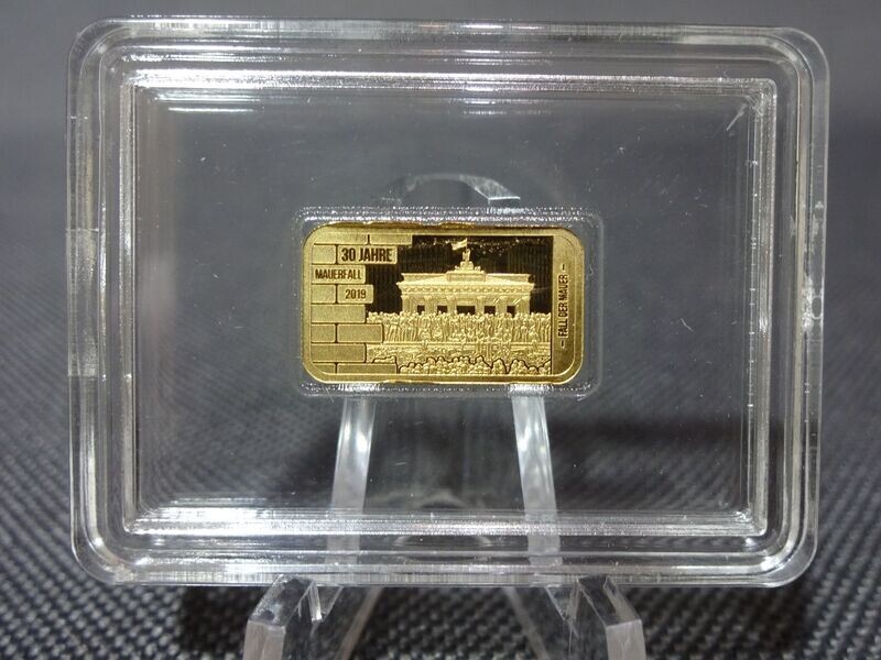 Goldbarren Deutschland Mauerfall Brandenburger Tor PP Proof 0,5 g Goldbarren Deutschland Mauerfall Brandenburger Tor PP Proof 0,5 g
