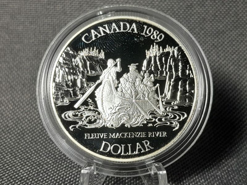 Silbermünze Kanada 1989 1 Dollar Mackenzie River Queen Elizabeth II.