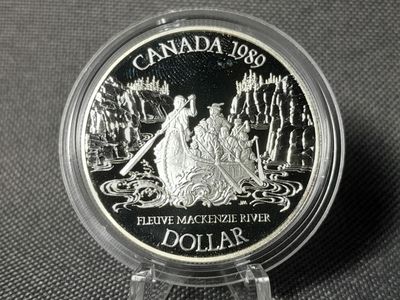 Silbermünze Kanada 1989 1 Dollar Mackenzie River Queen Elizabeth II.