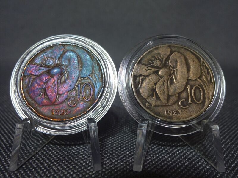 Münzen Set Italien 1922 & 1923 10 Centesimi Honigbiene Vittorio III. Münzen Set Italien 1922 & 1923 10 Centesimi Honigbiene Vittorio III.