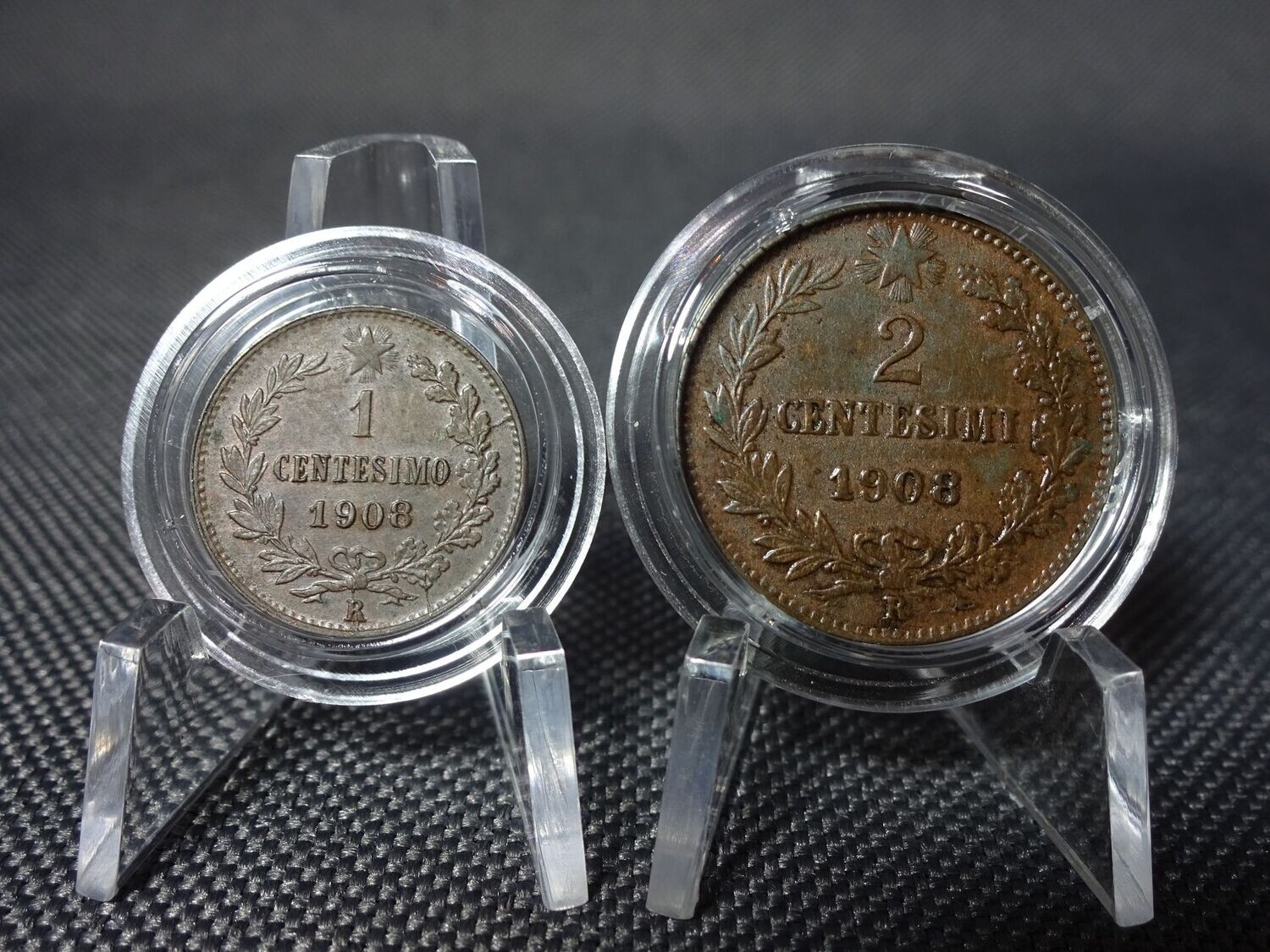 Münzen Set Italien 1908 1 Centesimo 2 Centesimi Vittorio III. Münzen Set Italien 1908 1 Centesimo 2 Centesimi Vittorio III.