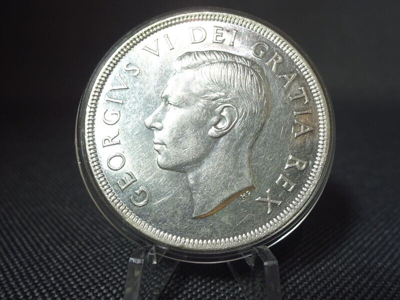 Silbermünze Kanada 1950 1 Dollar Indianer Kanu King George VI.