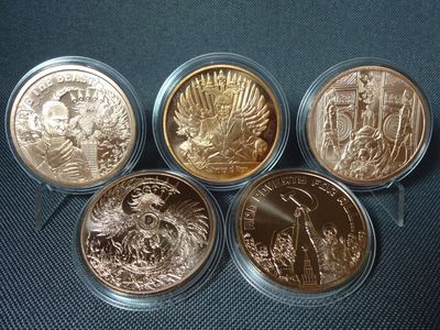 Medaillen-Set USA Russland Wladimir Putin Bär Silver Shield Kupfer 5x 1 Oz Unze