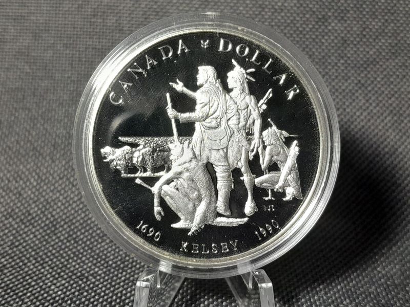 Silbermünze Kanada 1990 1 Dollar Henry Kelsey Queen Elizabeth II.