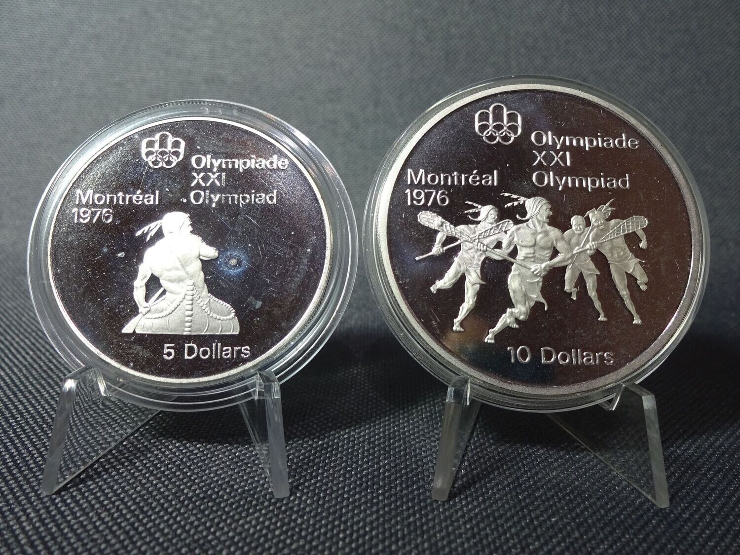 Silbermünzen Set Kanada 1974 5 10 Dollars 1976 Olympia Montreal Kanu Indianer Lacrosse Proof