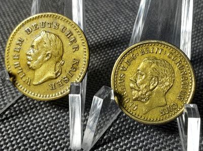 Spielgeld Set Deutsches Kaiserreich England 1911 Wilhelm I. George V. Spielmünze Erhaltung