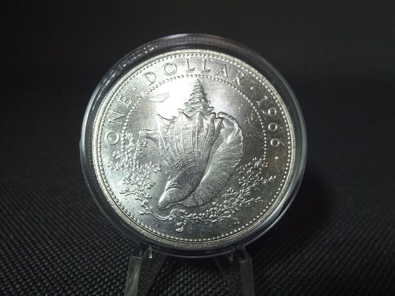 Silbermünze Bahamas 1966 1 Dollar Muschel (1.)