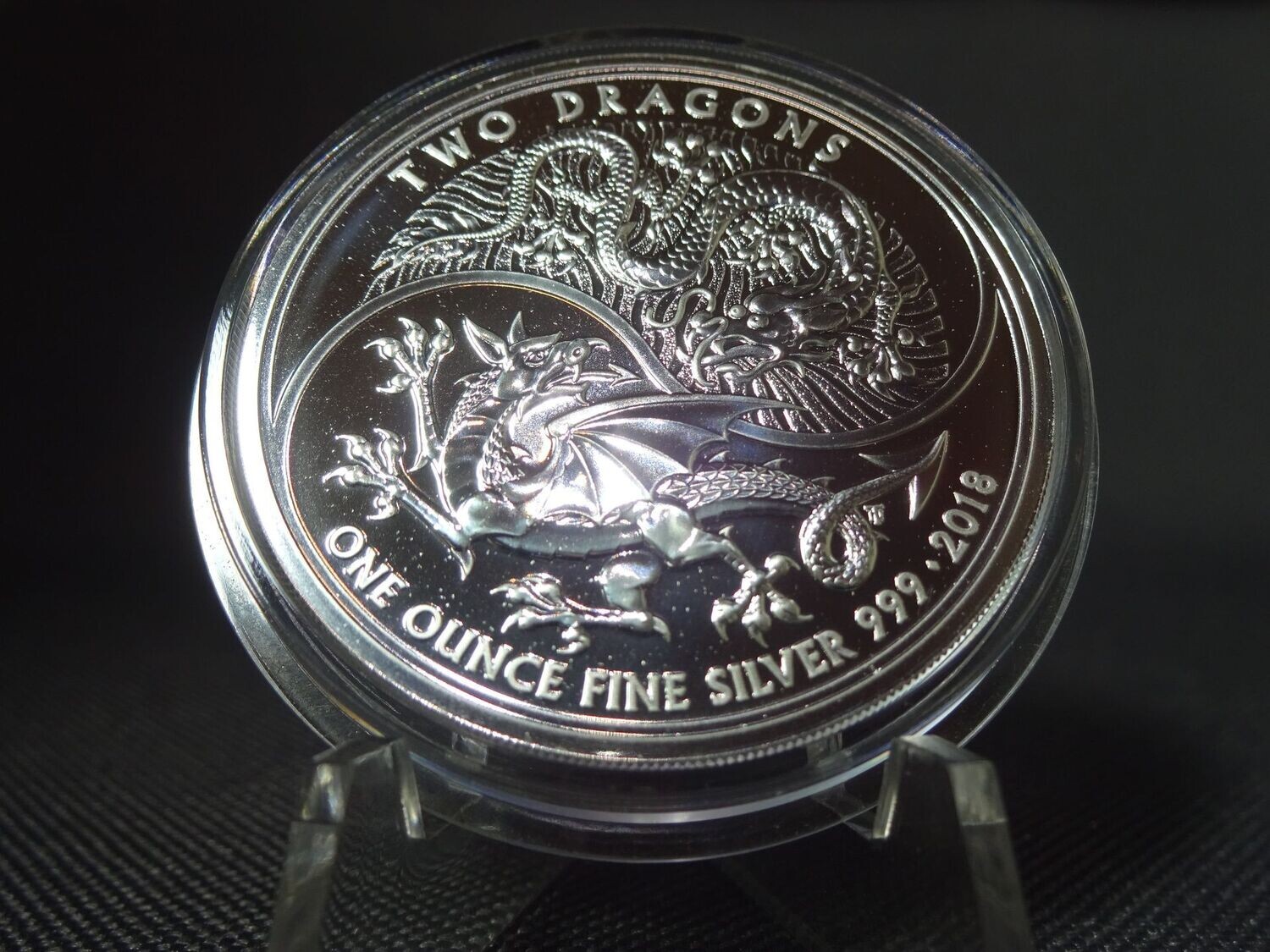 Silbermünze England 2018 2 Pounds Two Dragons Chinesischer Walisischer Drache 1 Oz Unze Silbermünze England 2018 2 Pounds Two Dragons Chinesischer Walisischer Drache 1 Oz Unze