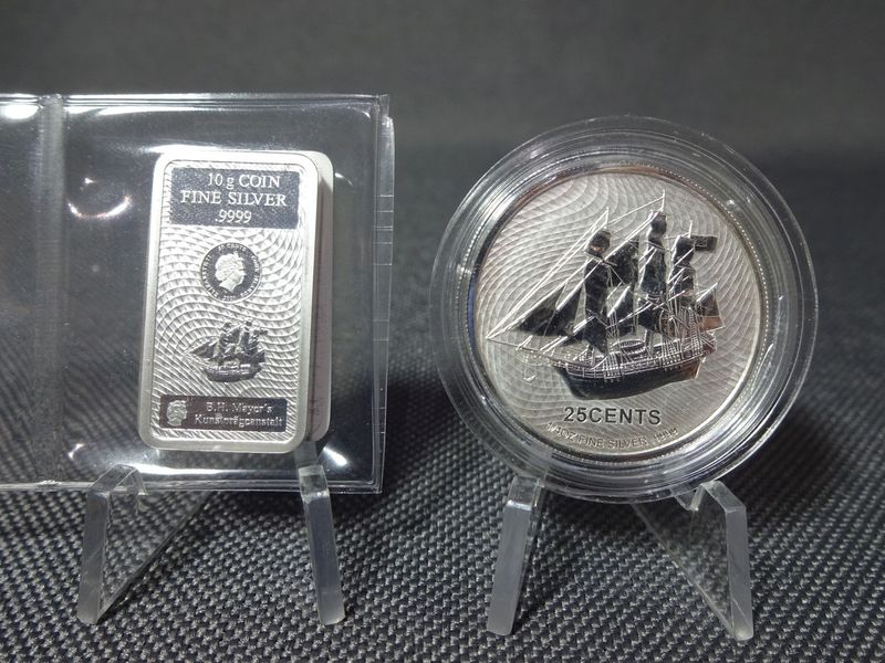 Silberbarren Silbermünze Set Cook Islands 2021 Bounty 25 50 Cents 1/4 Oz Unze 10 g Silberbarren Silbermünze Set Cook Islands 2021 Bounty 25 50 Cents 1/4 Oz Unze 10 g
