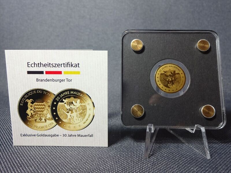 Goldmünze Tschad 2019 Mauerfall Brandenburger Tor 1/500 Oz Unze Goldmünze Tschad 2019 Mauerfall Brandenburger Tor 1/500 Oz Unze