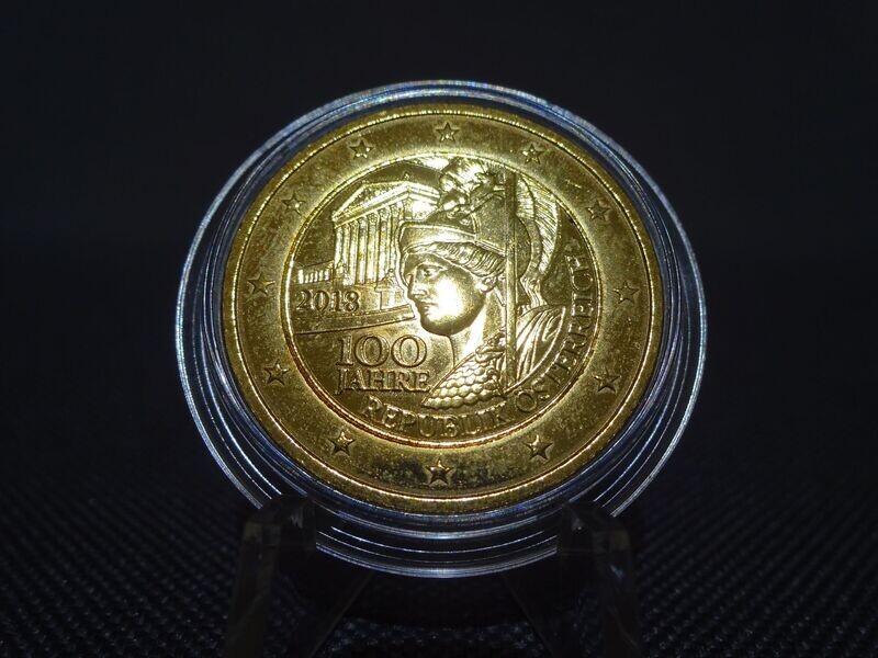 Münze Österreich 2018 2 Euro 100 Jahre Republik Vergoldet